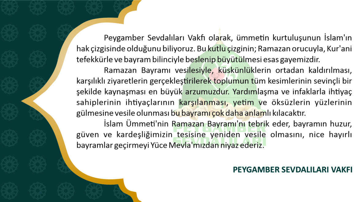 VAKFIMIZIN RAMAZAN BAYRAMI MESAJI